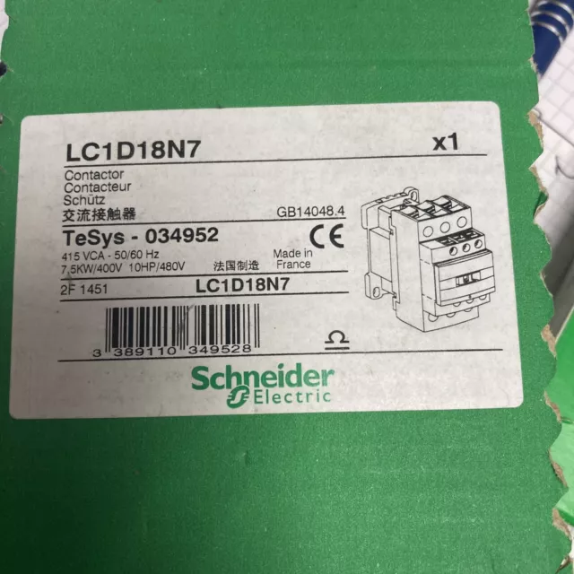 Contactor LC1D18N7 Telemecanique 415VAC