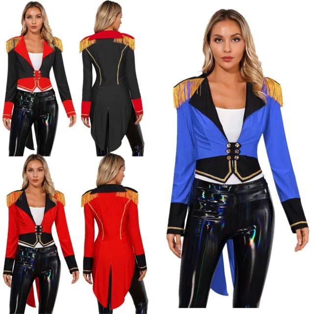 UK Women's Tailcoat Carnival Jackets Halloween Swallowtail Coat Party Blazer