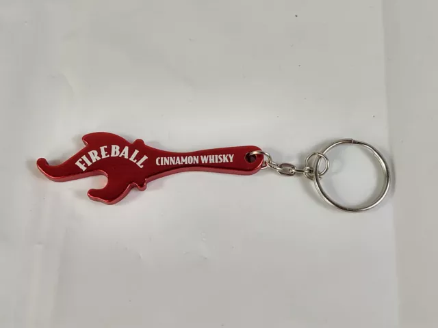 New Fireball Cinnamon Whisky Keychain Bottle Opener Red Advertising Bar