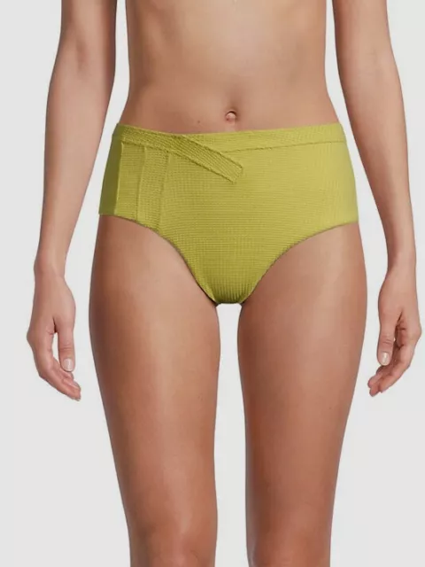 $90 Revel Rey Women's Green Textured Hunter High-Waist Bikini Bottom Size Large