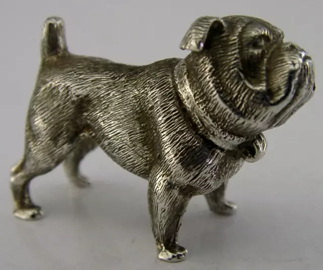 HEAVY 57g SOLID STERLING SILVER MINIATURE BRITISH BULL DOG FIGURE ANIMAL