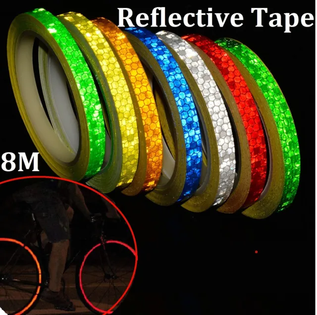 8M Yellow Reflective Tape Fluorescent Bike Bicycle Car Safety