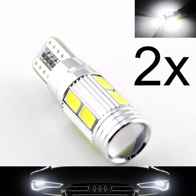 2 Lampade xenon LED T10 HID 10 SMD 5630 Canbus NO ERRORE BIANCO Posizione W5W