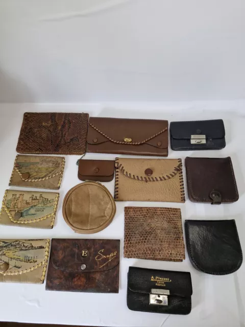 Vintage Leather Wallets Purse Mens Crocodile Stamp wallet Job lot Bundle x 13
