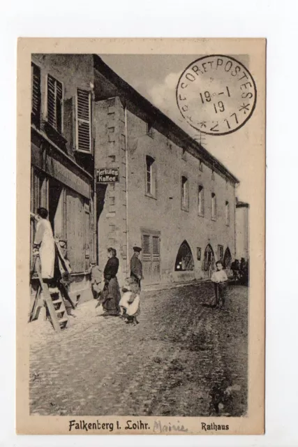 FAULQUEMONT Falkenberg Moselle CPA 57 carte allemande la mairie vue animée