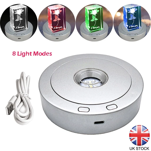 Round Base Led Light Insert ROUND ROTATABLE LED Light Base, 8 Light Modes Display Stand, Round Base ...