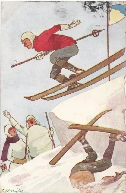 CPA Fantasy WINTER SPORTS - WINTER SPORT Skiers Ski Race 1909