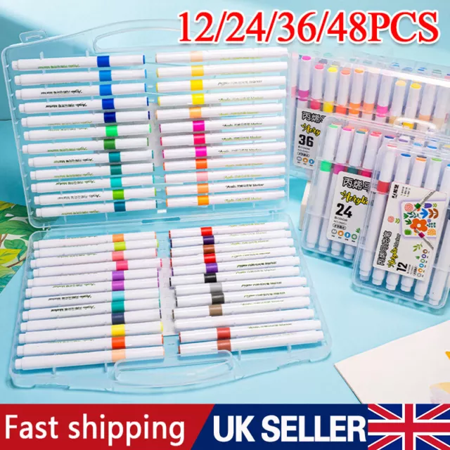 48X Acrylic Paint Pen Set Permanent Marker for Rock Painting Glass Stone Ceramic