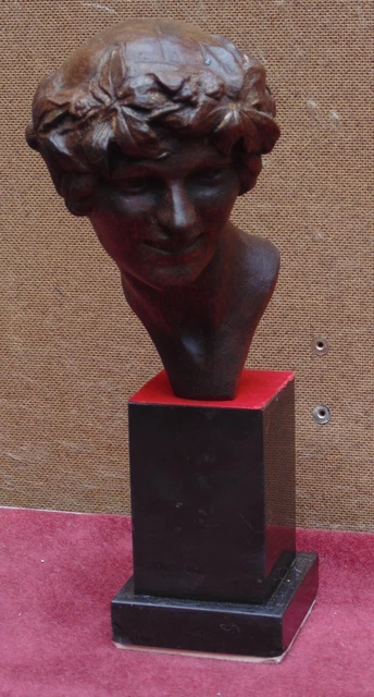 rare magnifique grande statue JB carpeaux bois  très fin détail socle marbre