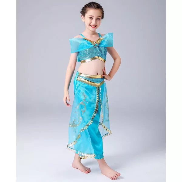 Girl Costume Aladdin Princess Jasmine Cosplay Outfits Sequin Fancy Dress 3-10yrs 3