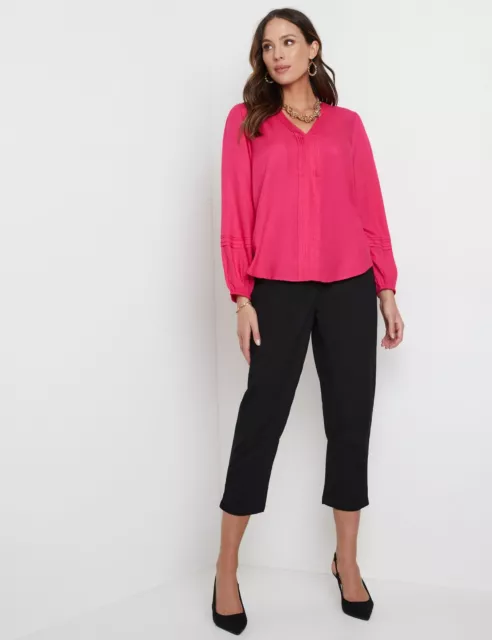 Womens Tops -  Long Sleeve Pintuck Trim Top - KATIES