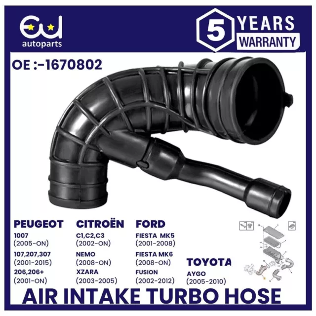 AIR INTAKE HOSE PIPE FOR FORD FIESTA FUSION 1.4 TDCi 1670802 2S6Q9C623AB