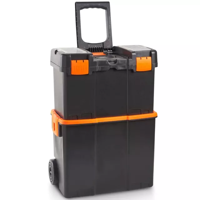 Tool Box on Wheels - Wheeled Tool Box with Stackable Boxes, 3-Pack - VonHaus