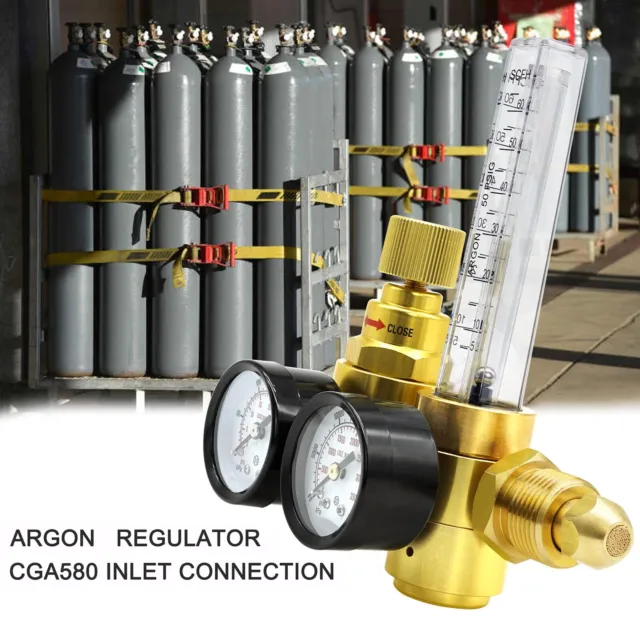 Argon MIG TIG Flow Meter CO2 Regulator 2 Gauges Gas Gas-saving CGA580 O3