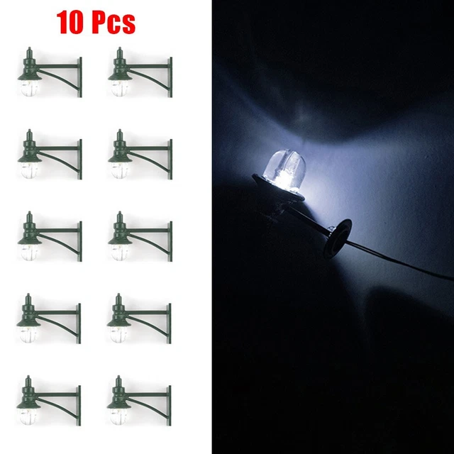 Lot De 10 Lampadaires LED Pour Train Miniature – Échelle 1:76 OO – 12 Cm – Lumière Blanche – 3 V – Sans Résistance