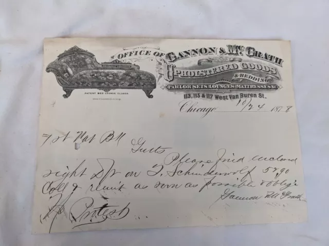 Gannon McGrath - Antique Ephemera Letterhead Letter Receipt Paper - Parlor Sets