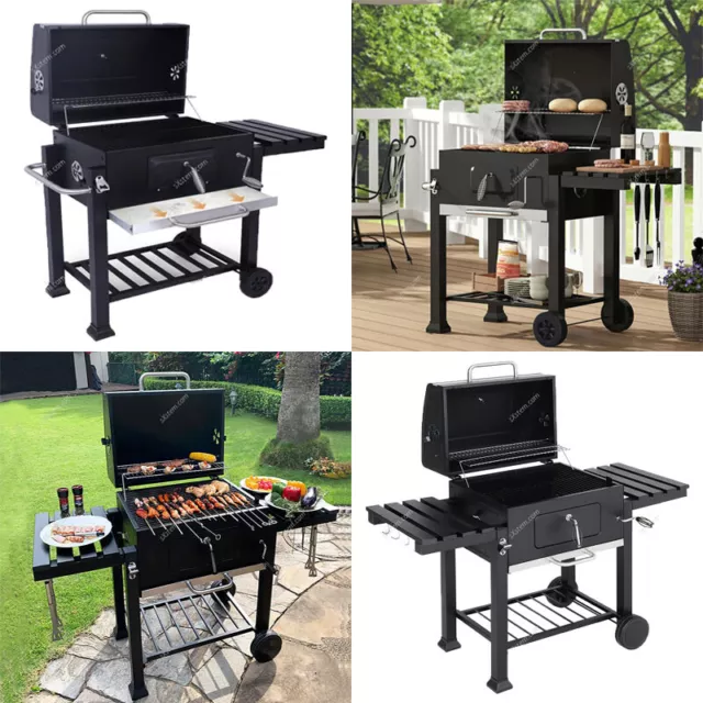 XL Smoker Barbecue Charcoal Portable Grill Outdoor Camping BBQ Wheels Side Table