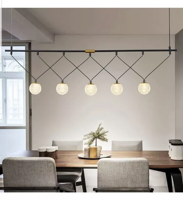 Deckenleuchte Moderner Kronleuchter Anhänger mit verstellbarem Draht 5 Kristall LED Birne