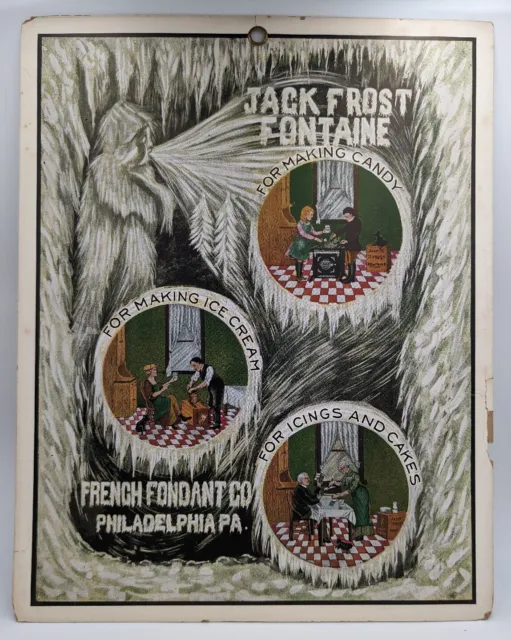 Antique Cardstock Jack Frost Fontaine Advertising Sign Philadelphia, PA.