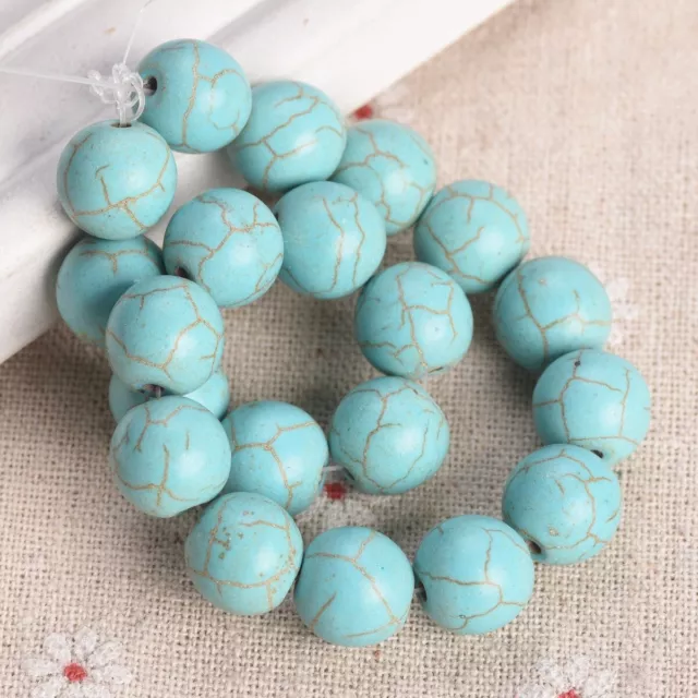 Round 4mm 6mm 8mm 10mm 12mm 14mm Artificial Turquoise Gemstone Loose Beads 3