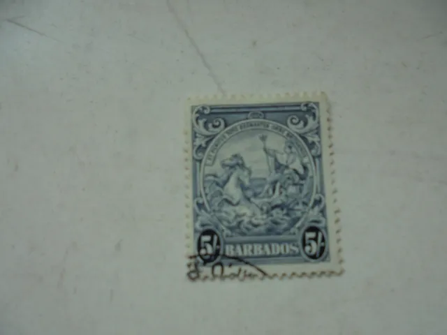 1 stamp Barbados 5/- KGVI 1941 FU SG256a wmk multi crown script CA