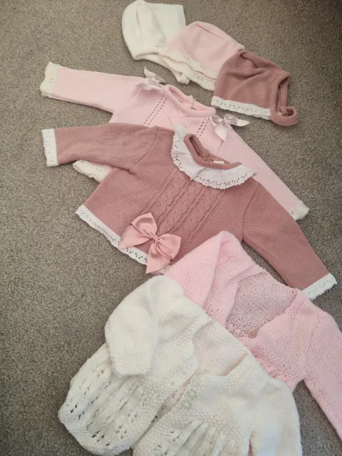 Fruit De Ma Passion Baby Girl Bundle Cardigans Bonnets Sets Newborn Knitwear 0-3