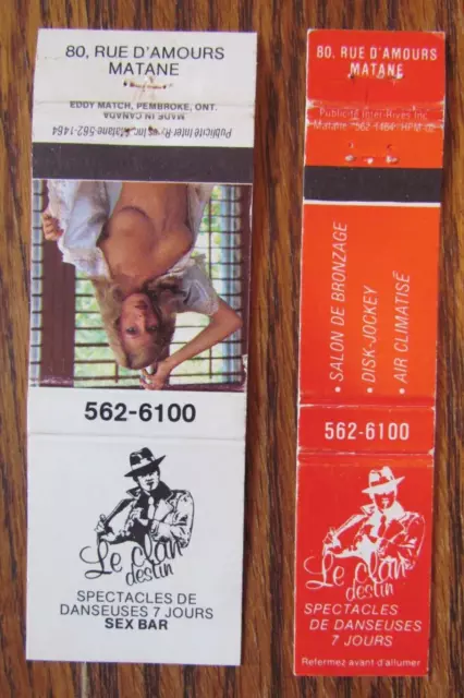 Girlie Strip Club Matchbook Covers: Clan Destin Matane, Quebec Matchcovers -C23