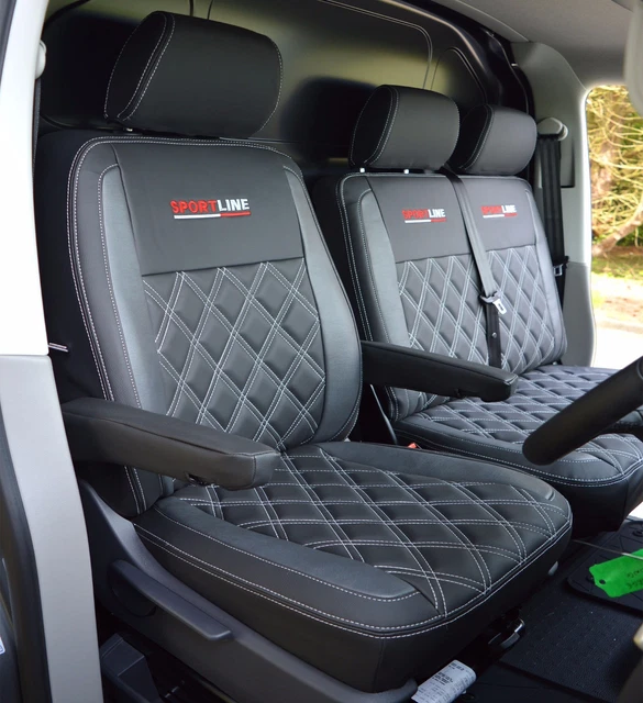 VW Transporter T6 Front 2 Captain Seats Sportline Black & Modena Diamond