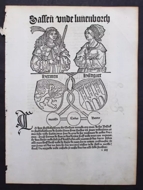 Deutsche Inkunabel,Cronecken Der Sassen,Von Conrad Botho, Schöffer,Mainz,1492,..