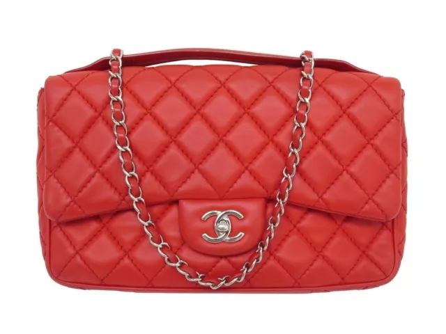 Sac A Main Chanel Timeless Easy Carry Jumbo Cuir Matelasse Rouge Hand Bag 6900€