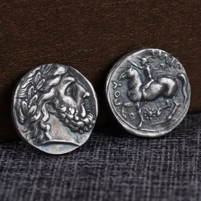 Ancient Greece Commemorative Silver Plated Coin Philip II of Macedon Tetradrachm 3