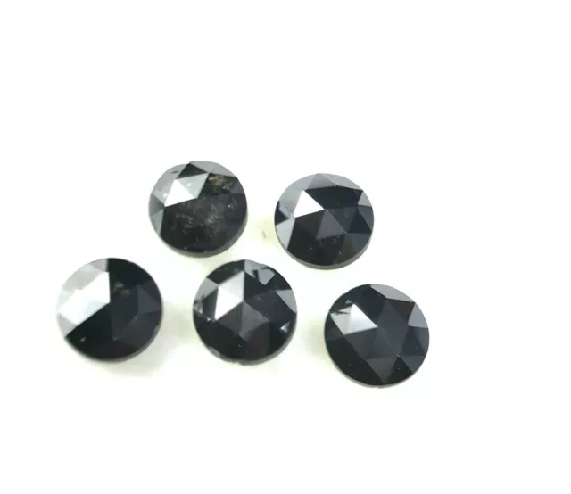 Véritable Lot Naturel Diamant 1.62tcw 5 Pièces Noir Brillant Rond Rose Coupe De