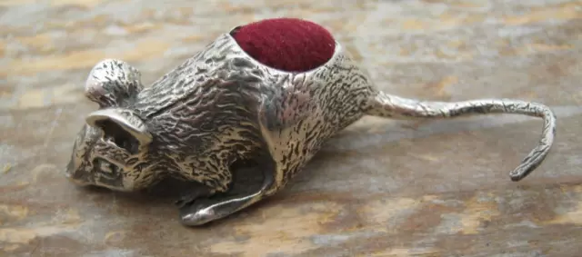 Stunning Birmingham Hallmarked Sterling Silver Mouse / Rat Pin Cushion 3