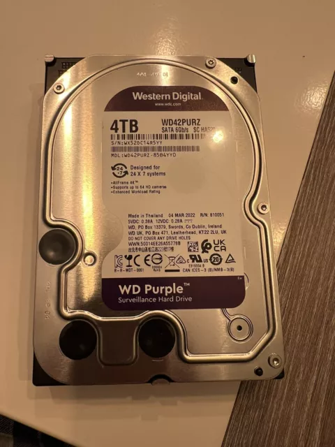 Western Digital Purple 4 TB,Internal,5400 RPM,3.5 inch (WD40PURZ) Hard Drive