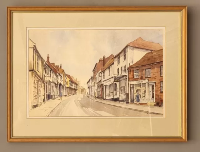 Stunning Framed Original Watercolour by George Sear - George Street in St Albans