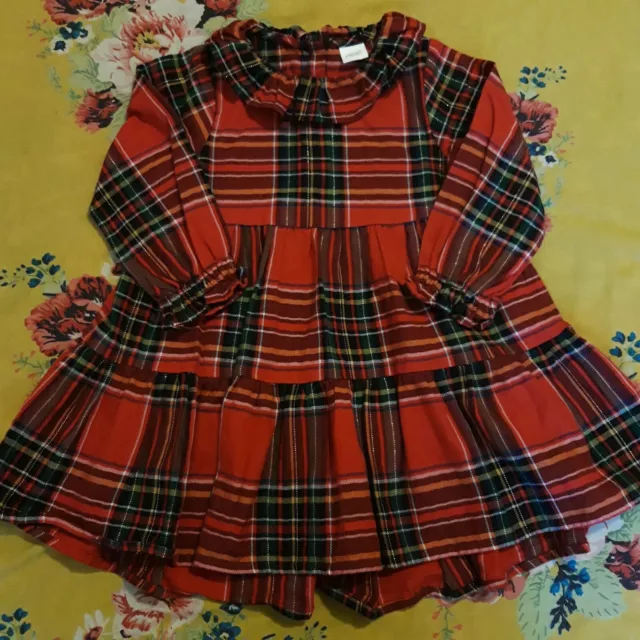 Next Age 3 Girls Red Tartan Dress Christmas Checked Long Sleeved Party