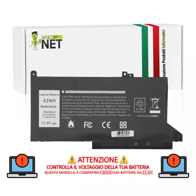 Batteria compatibile con Dell Latitude E7280 E7480 E7490 11,4V 3684mAh