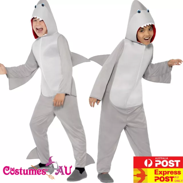 Kids Shark Costume Animal Mascot Fancy Dress Party Book Week Jaws Child Bodysuit