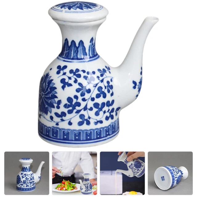 Household Vinegar Dispenser Soy Sauce Bottle White Decor Container Lid Simple