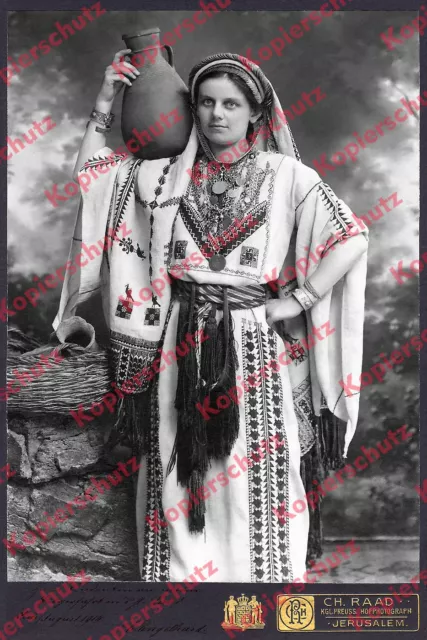 Chalil Raad Palästina Orient Tracht Frau Jerusalem Kaiserwappen Dt. Reich 1914