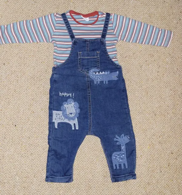 Baby Boy Bundle Next Dungaree & Top Outfit Set 6 -9 months