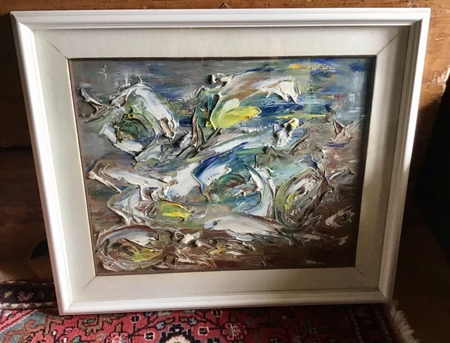 Quadro incorniciato di A. D’Ettole, anni 70, dipinto a olio su tela. Firmato