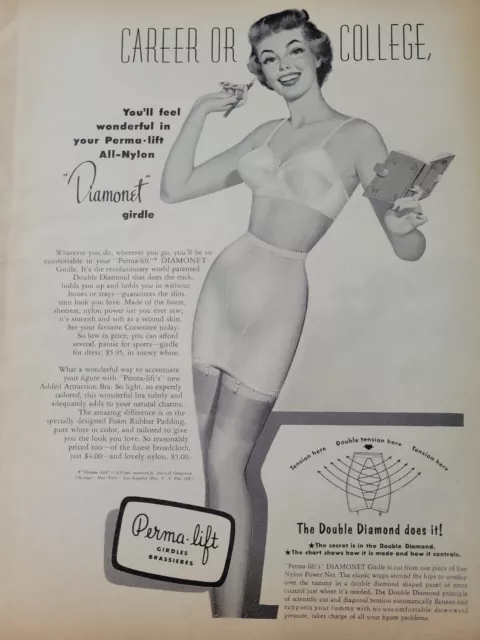 Warner's lingerie vintage print ad 1954 decor fashion art 50s bra girdle Le  Gant