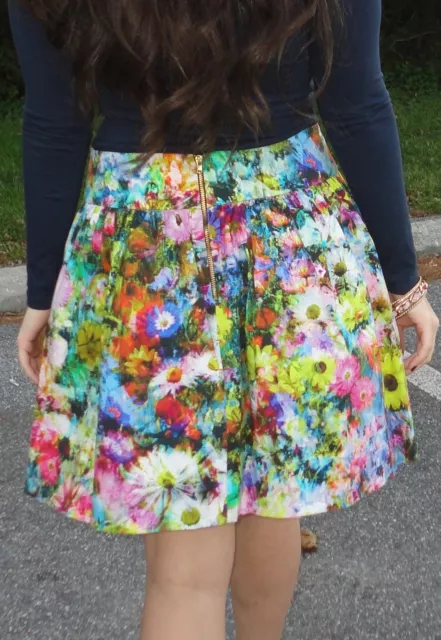 ZARA FLOREALE STAMPATO a Vita Alta Tulipano Mini Gonna M Media 10