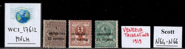 WC1_17612. ITALY OCCUP.: VENEZIA TRIDENTINA. Lot 1919 stamps. Sc. N64-N66. MVLH