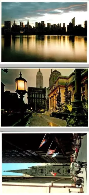 3~4X6 Postcards NY New York City SKYLINE & LIBRARY~5TH AVE & WALL STREET SCENE