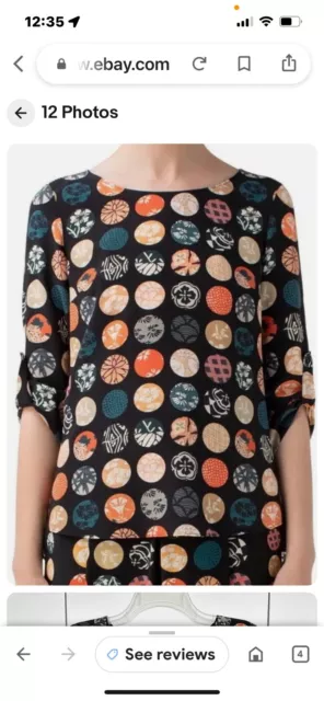 NWT Akris Punto Top Silk Japanese Wood Block Polka Dot Print Blouse  Size 2 2