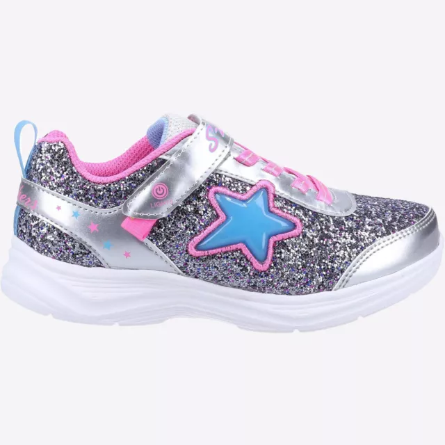 Skechers Glimmer Kicks Starlet Junior Girls Kids Fashion Glitter Trainers Silver