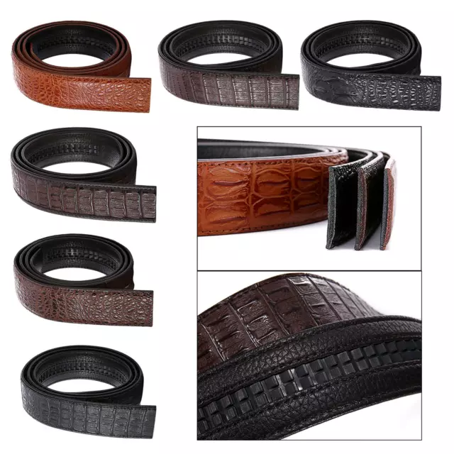 1 pc accessoires de mode en cuir pur hommes glissière ceinture à cliquet