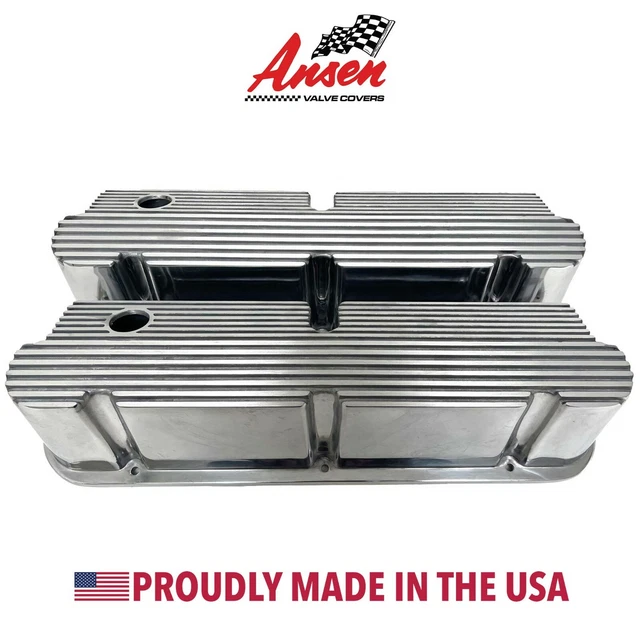 FORD RACING SMALL BLOCK Pentroof All Finned Valve Covers Polished